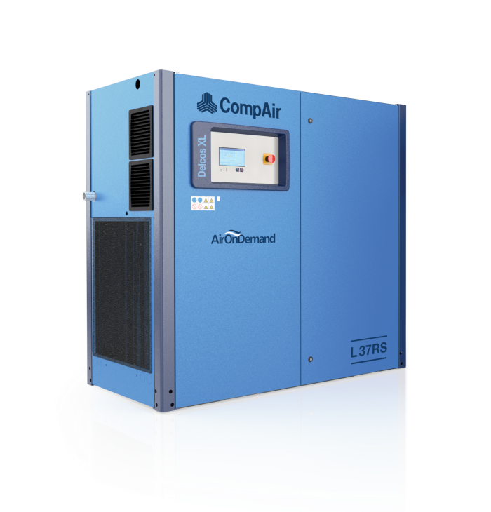 Hochwertiger CompAir L37RS Air Compressor Frontansicht von links von Druckluft Maydt Fürth/Nürnberg