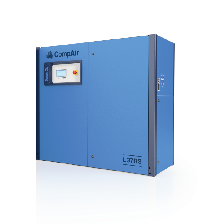 Hochwertiger CompAir L37RS Air Compressor Frontansicht von rechts von Druckluft Maydt Fürth/Nürnberg